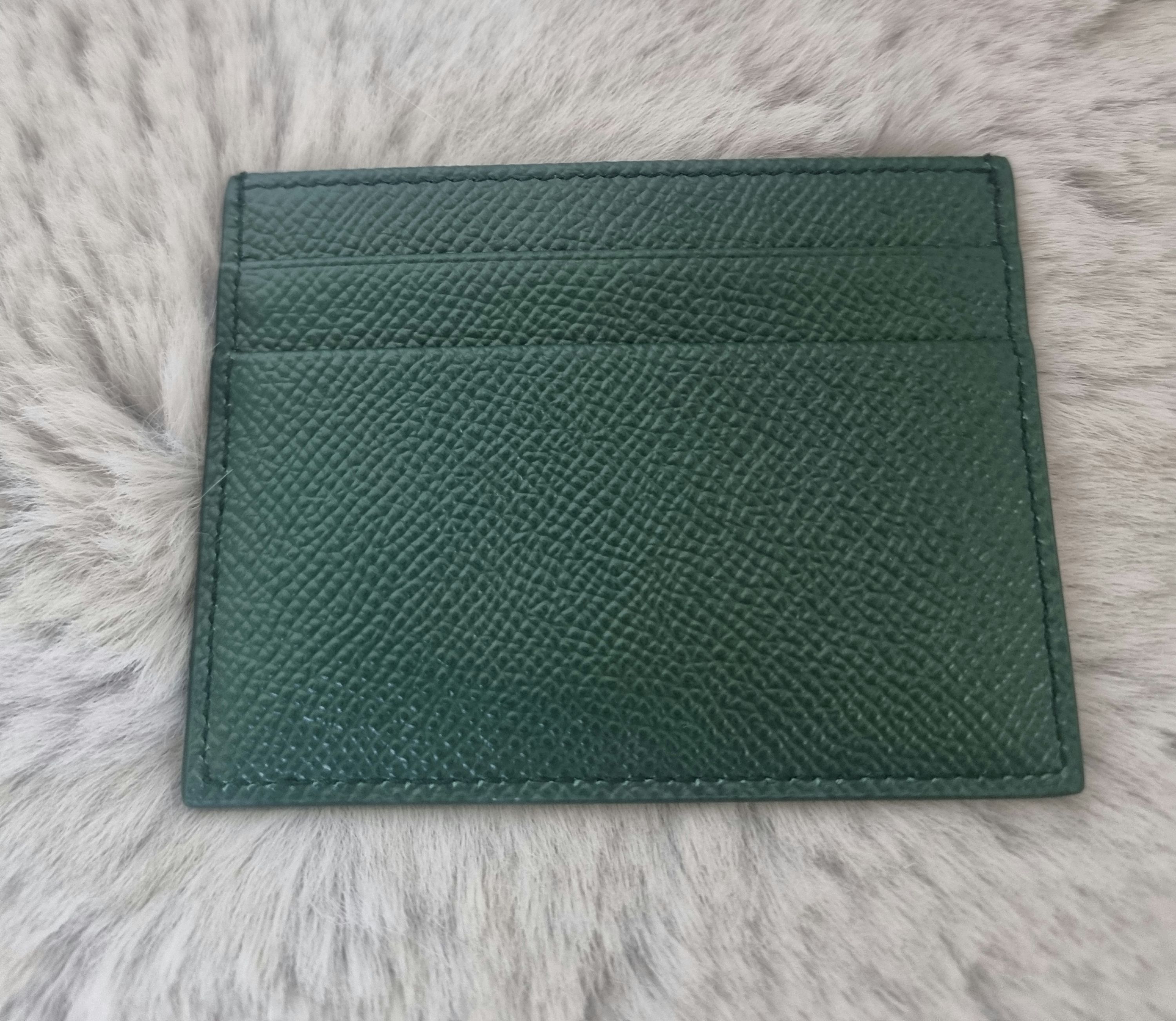 Dolce  Gabbana Green Crystal Embellished Card Holder Dark green leather