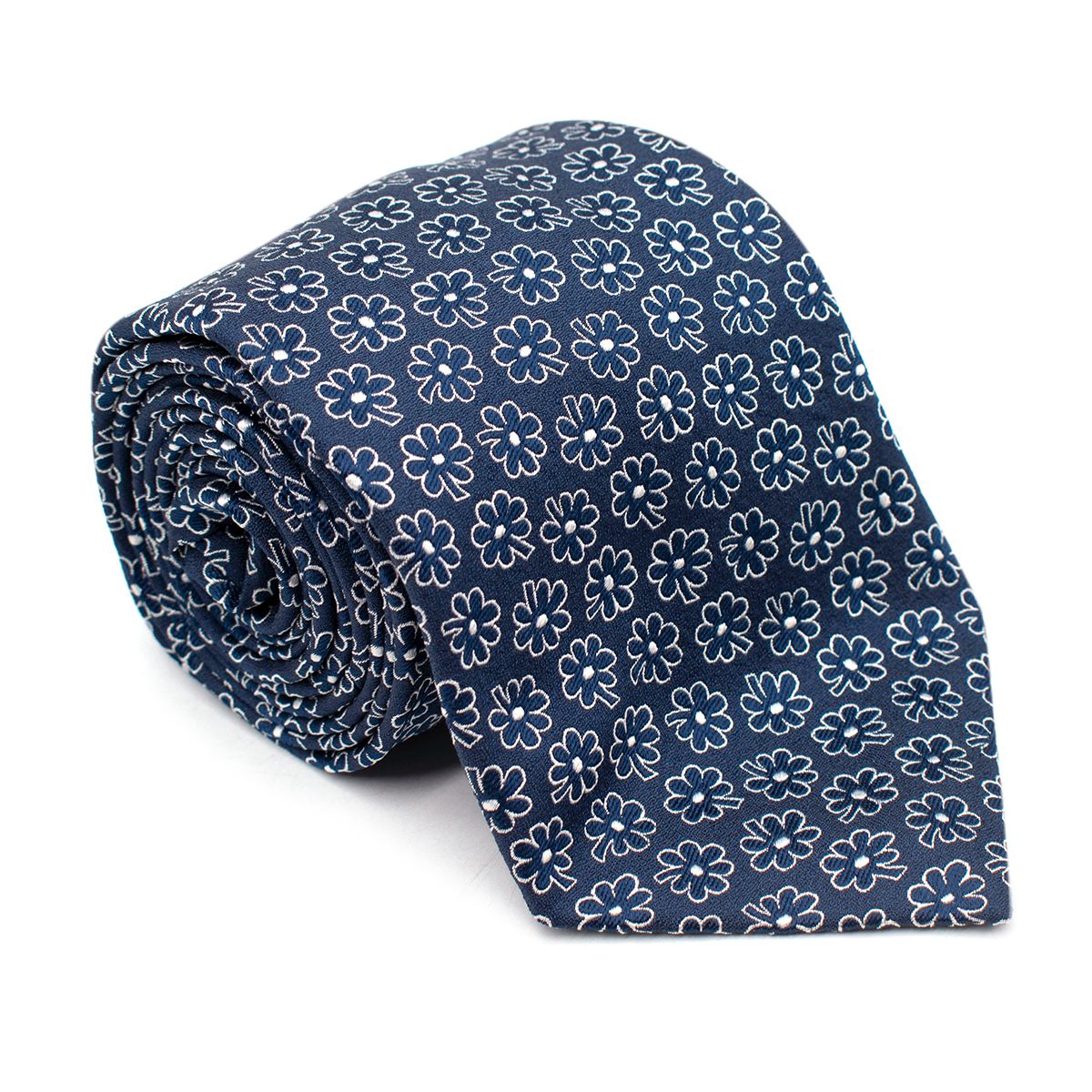 Men's Eddy Monetti Navy Daisy Jacquard Silk Tie