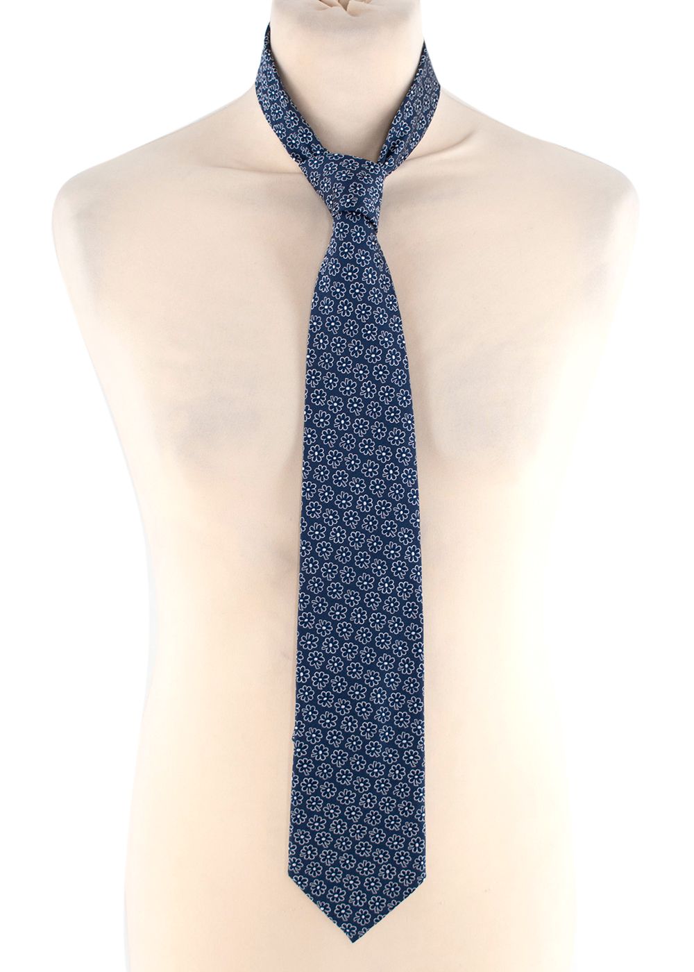 Men's Eddy Monetti Navy Daisy Jacquard Silk Tie