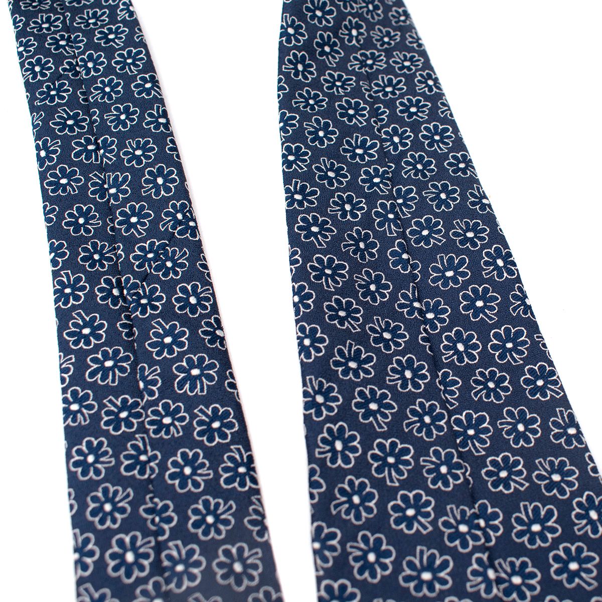 Men's Eddy Monetti Navy Daisy Jacquard Silk Tie