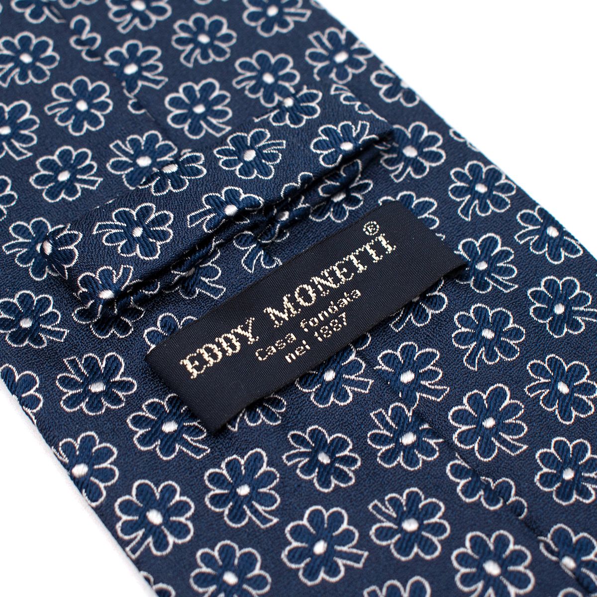 Men's Eddy Monetti Navy Daisy Jacquard Silk Tie