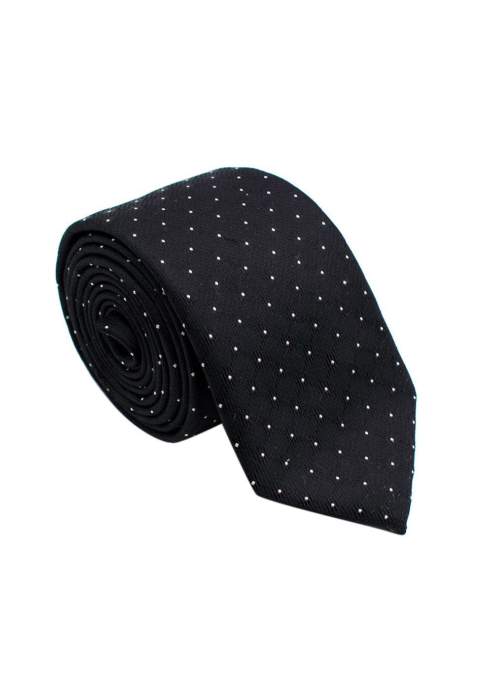 Men's Balmain Black Silk Polka-dot Tie Black and white