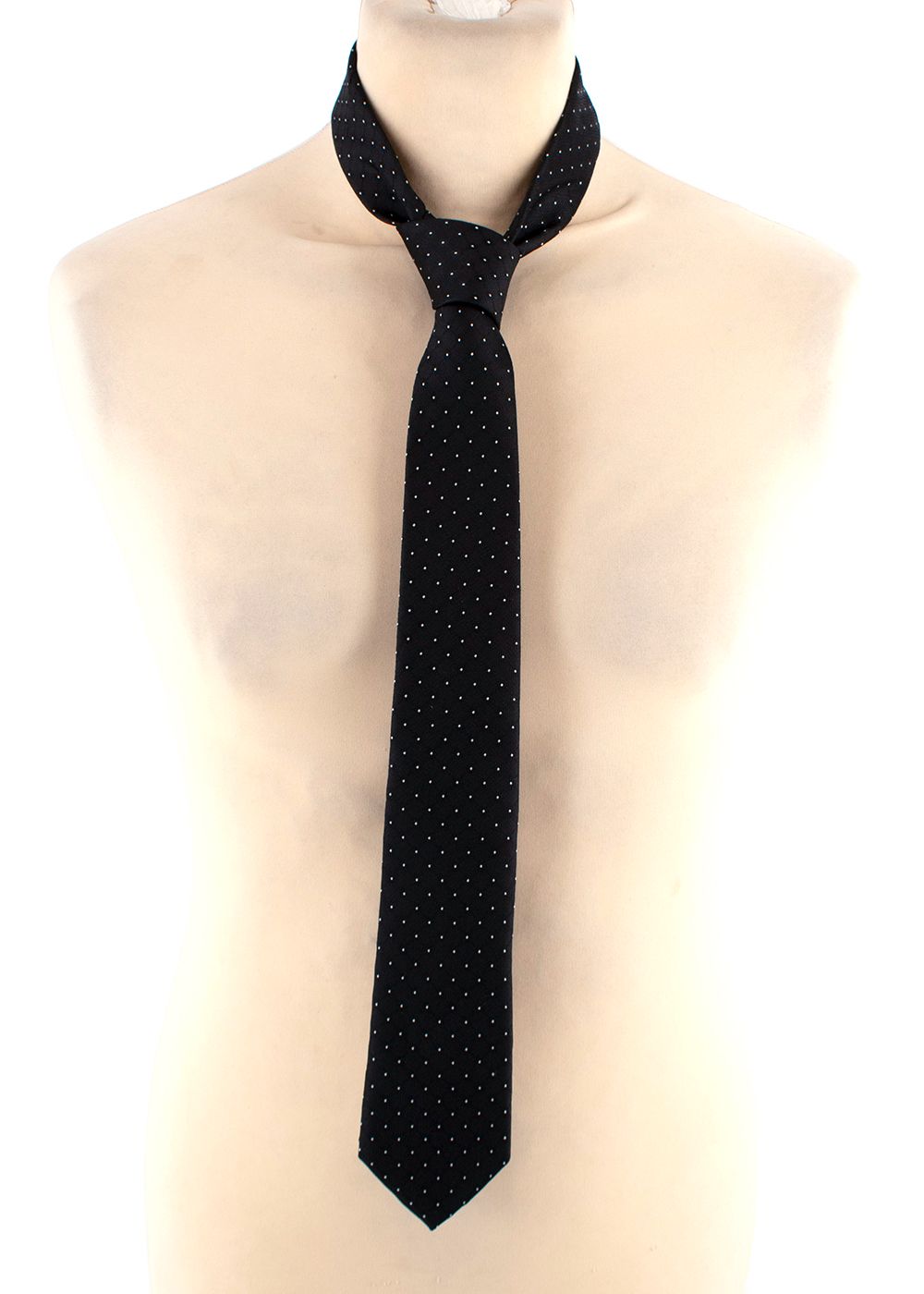 Men's Balmain Black Silk Polka-dot Tie Black and white