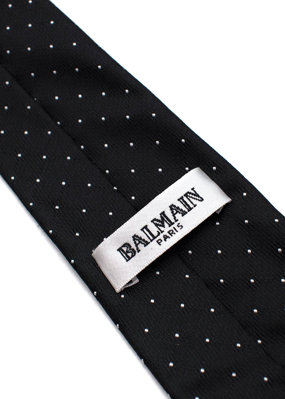 Men's Balmain Black Silk Polka-dot Tie Black and white