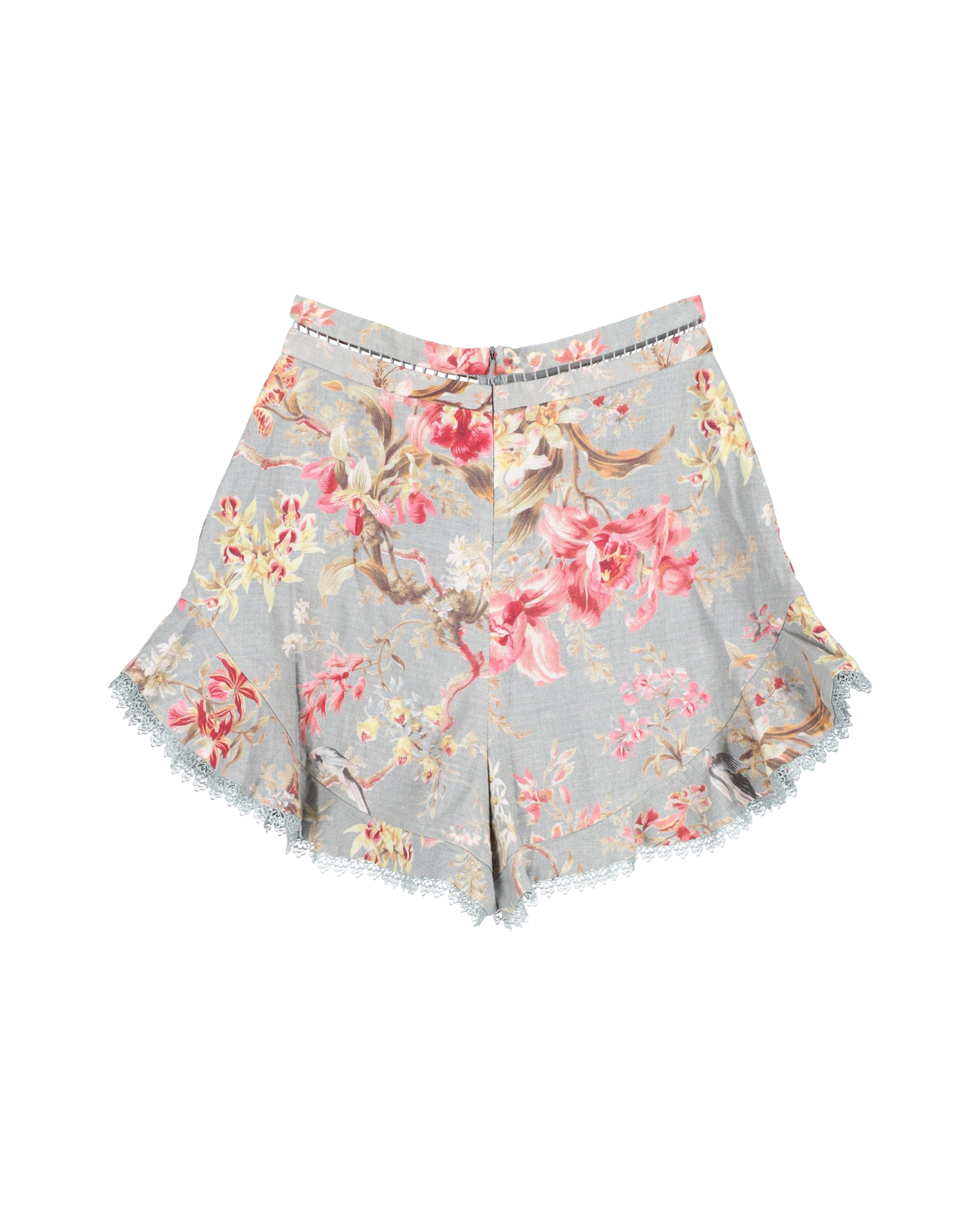 Preowned Zimmermann Floral Linen Mercer Flutter Frill Short Size XS multicolor print | floral print