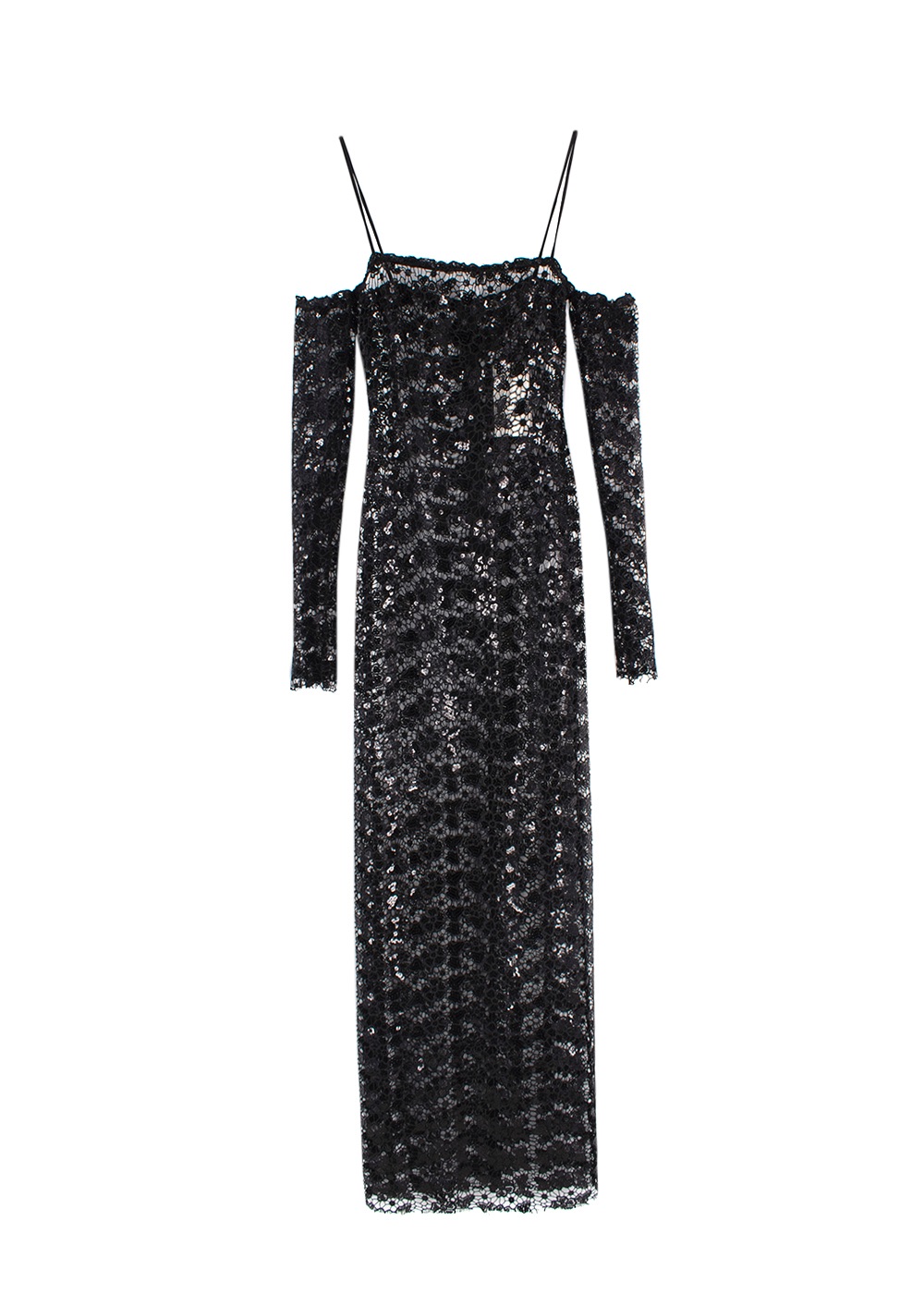 The New Arrivals Black Lace Embroidered Off the Shoulder Maxi Dress Size XXS polyester