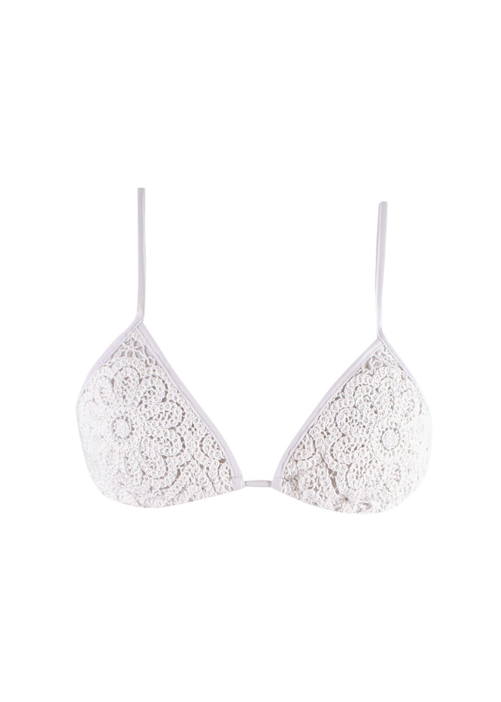 Borgo De Nor x Talia Collins  White Crochet Divona Triangle Bikini Top Size S cotton-elasthane