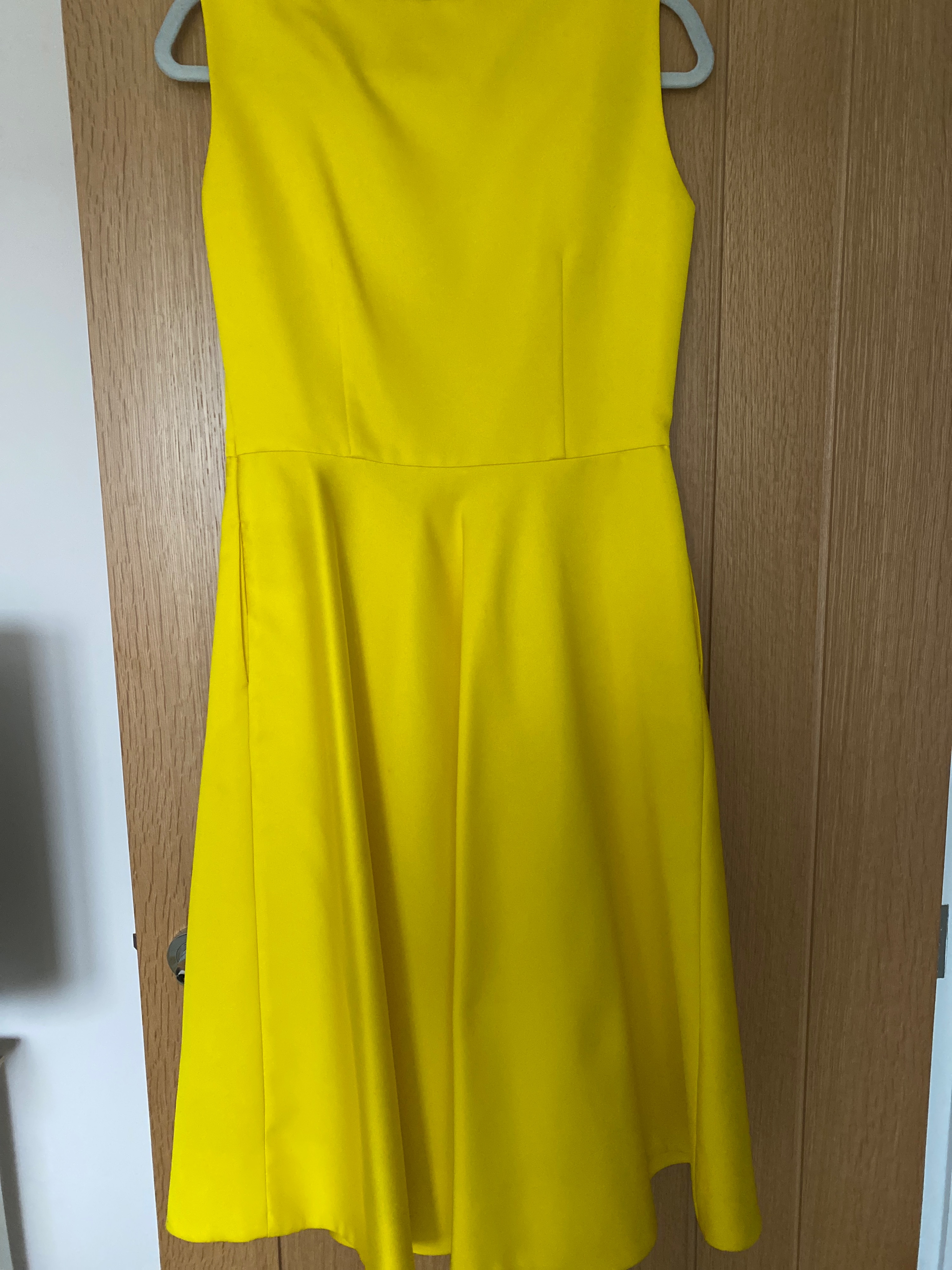 Preowned Carolina Herrera Yellow Sleeveless Asymmetric Dress Size S polyester