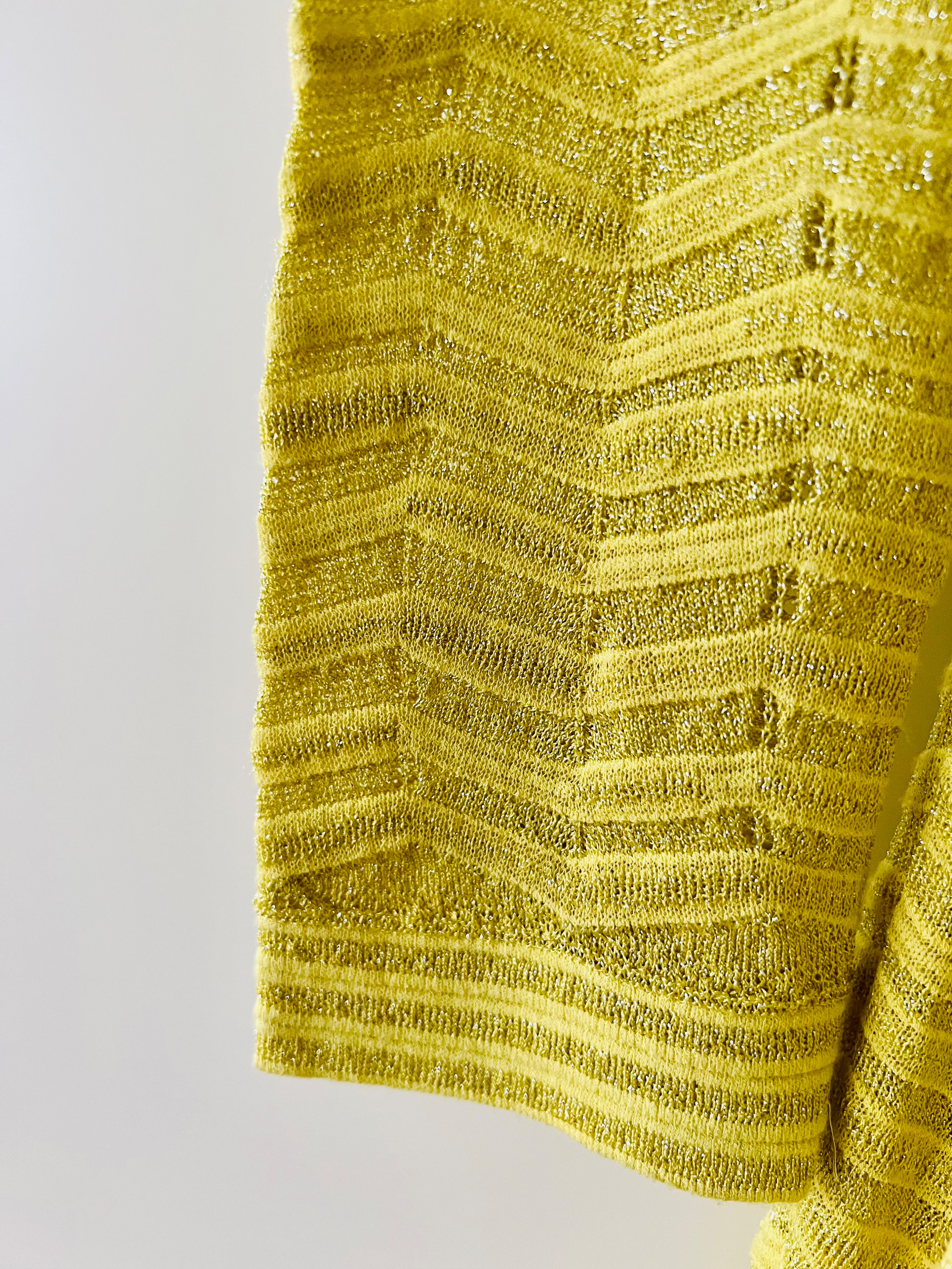 Missoni Metallic Yellow Knitted Long Sleeved Dress Size S Yellow lemon/ metallic polyamide/viscose