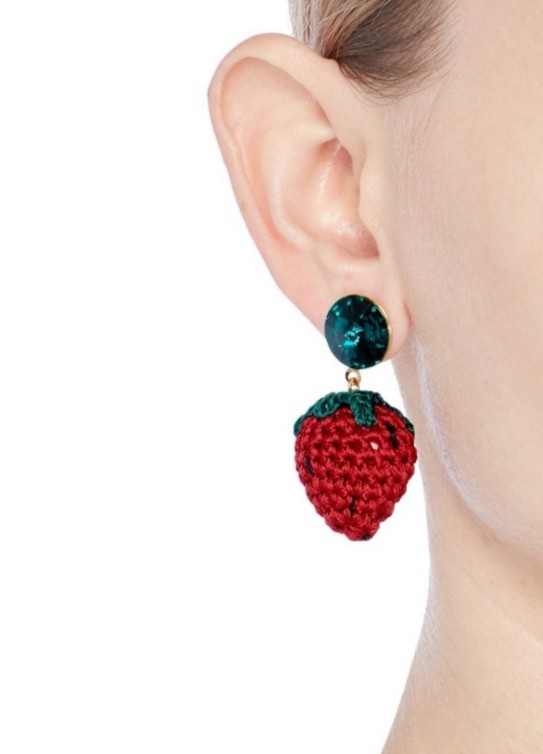 Venessa Arizaga Berry Cute Earrings Red textile