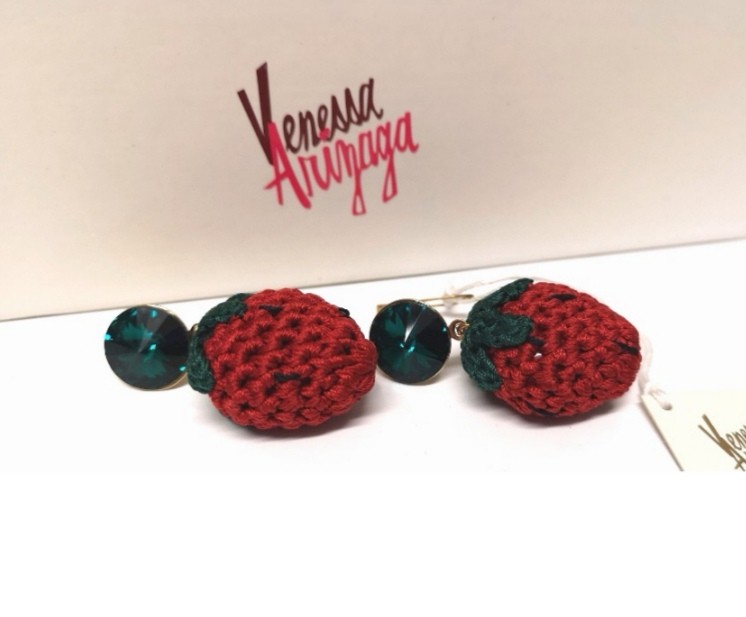 Venessa Arizaga Berry Cute Earrings Red textile