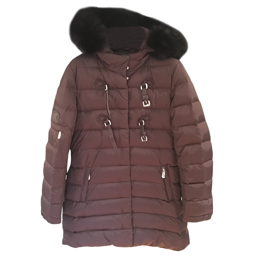 Preowned Dior Brown Fox Fur Trim Puffer Coat Size XS Tan/Brown