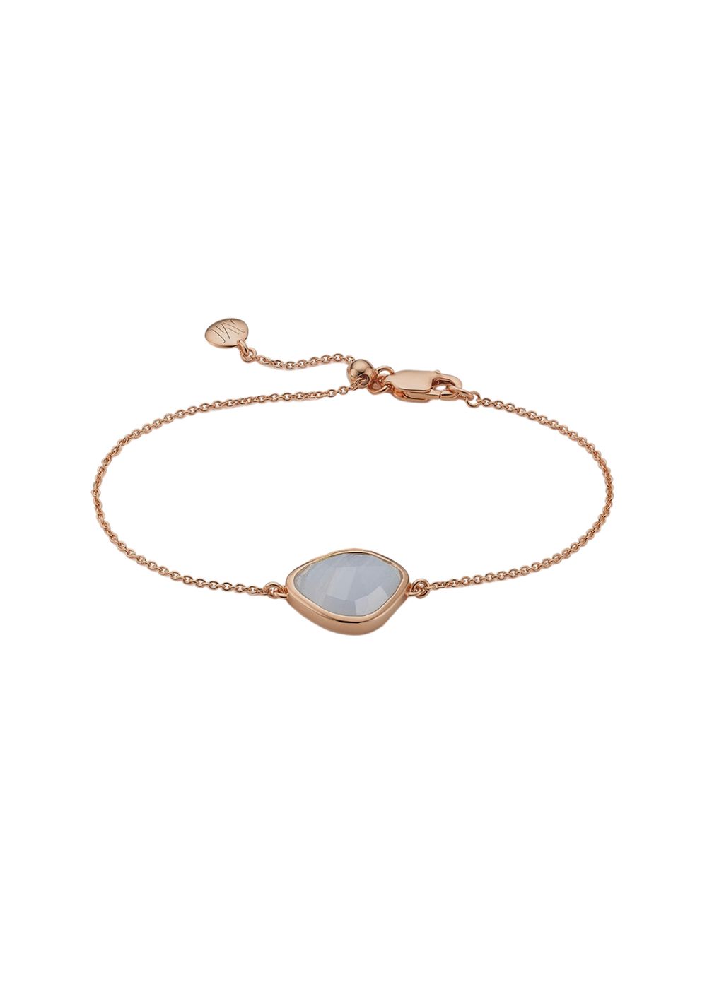 Preowned Monica Vinader 18ct Rose Gold Vermeil  Blue Lace Agate Siren Nugget Bracelet Rose gold / blue lace agate stone rose gold/ct plated