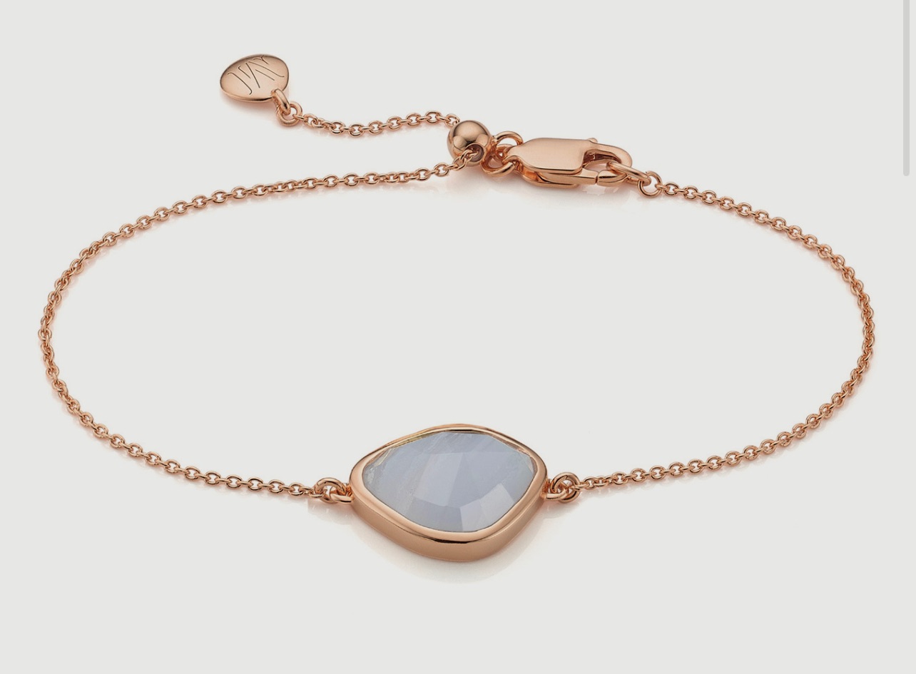 Preowned Monica Vinader 18ct Rose Gold Vermeil  Blue Lace Agate Siren Nugget Bracelet Rose gold / blue lace agate stone rose gold/ct plated