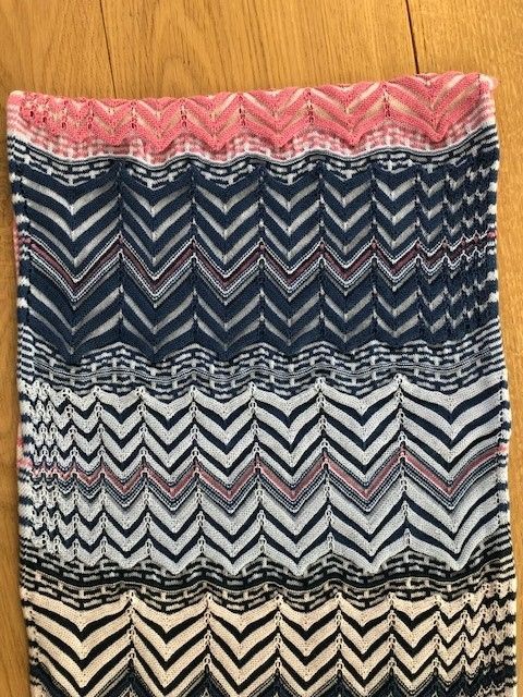 Missoni pink  blue zig-zag striped scarf multi wool