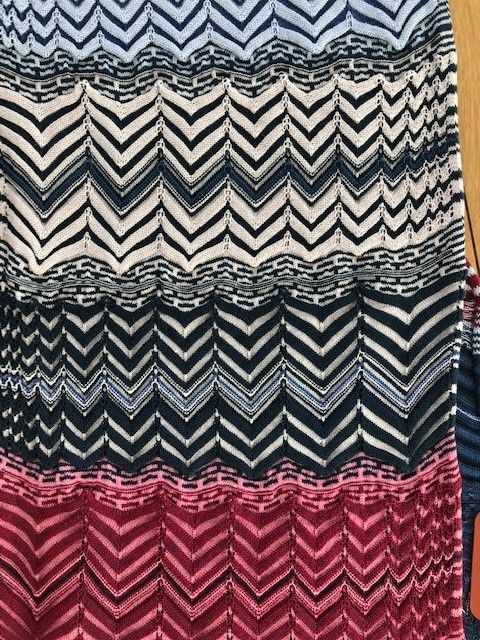 Missoni pink  blue zig-zag striped scarf multi wool