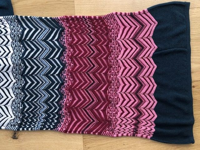 Missoni pink  blue zig-zag striped scarf multi wool