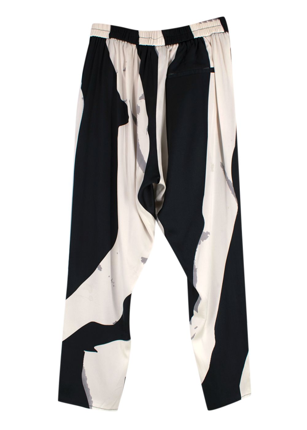 Preowned Ann Demeulemeester Black and White Patterned Silk Trousers Size S Black  White