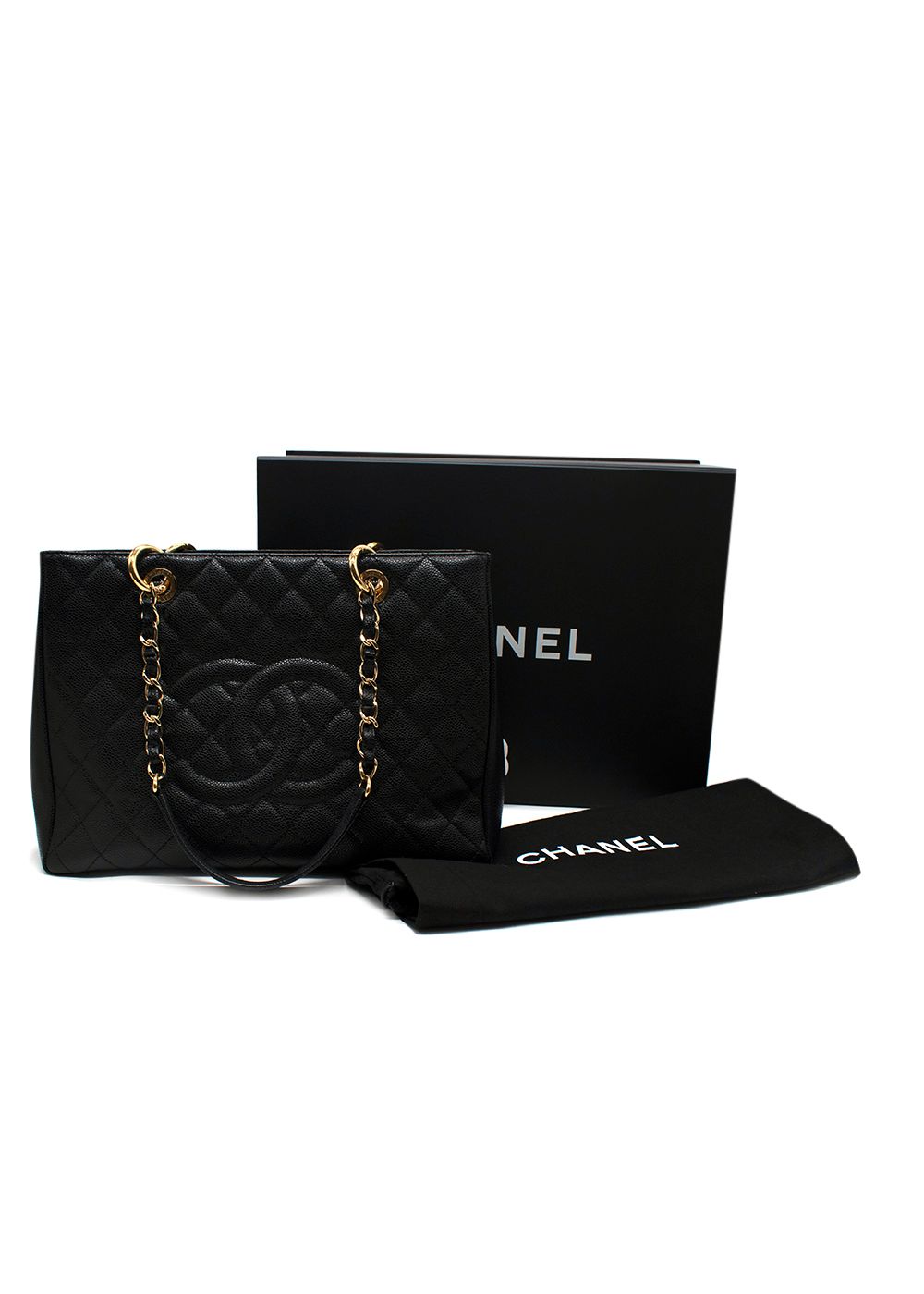 Preowned Chanel Black Caviar Leather Grand Shopper Tote Bag