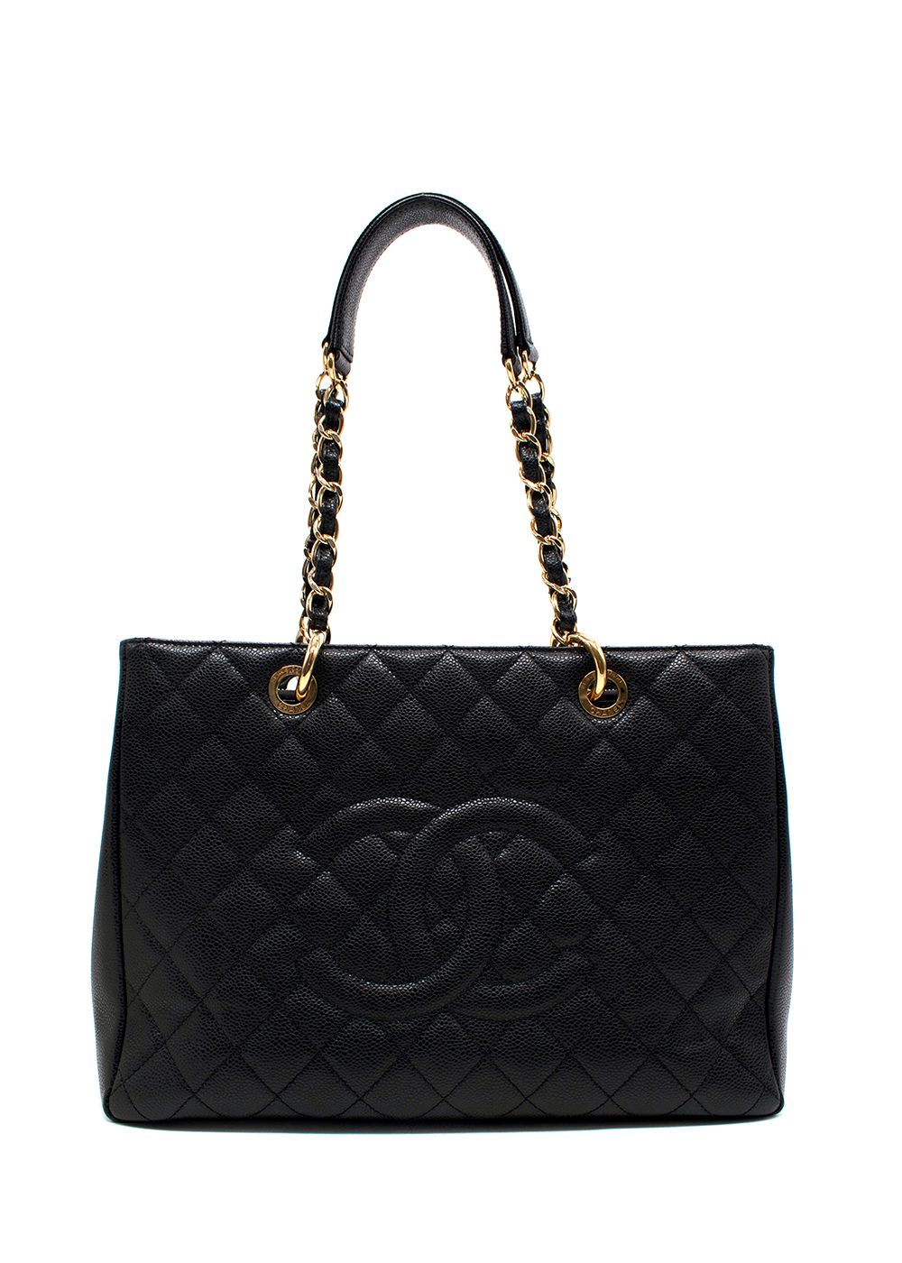 Preowned Chanel Black Caviar Leather Grand Shopper Tote Bag