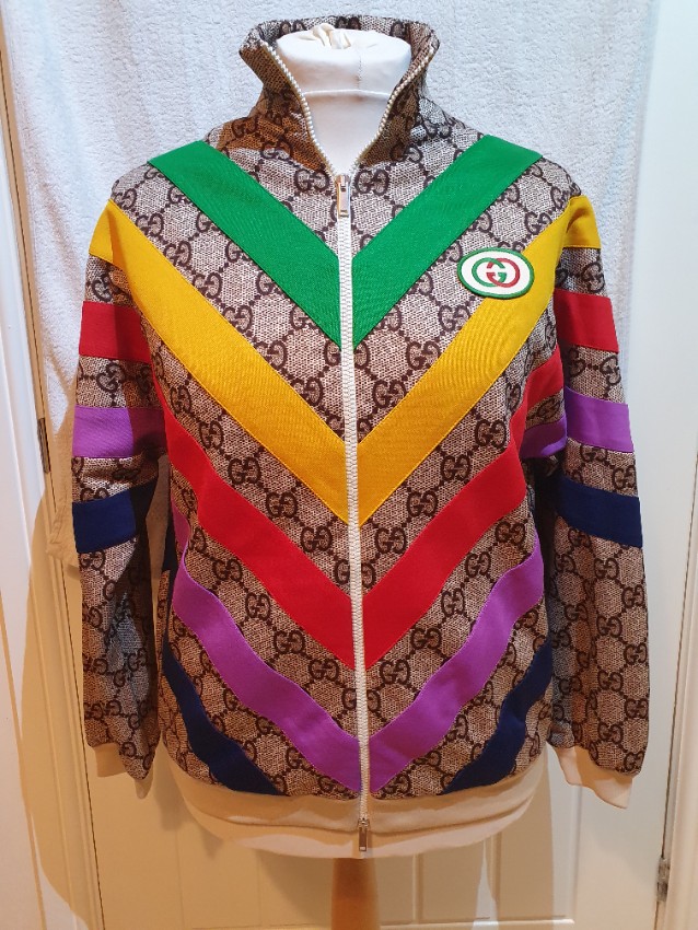 Gucci Multicolour Chevron Supreme Monogram GG Jacket Size S Floral / Patterned cotton