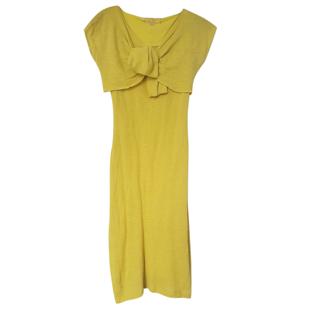 Preowned Giambattista Valli yellow dress 8 Size XS wool