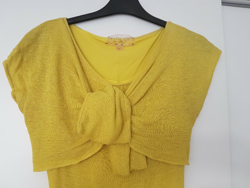 Preowned Giambattista Valli yellow dress 8 Size XS wool