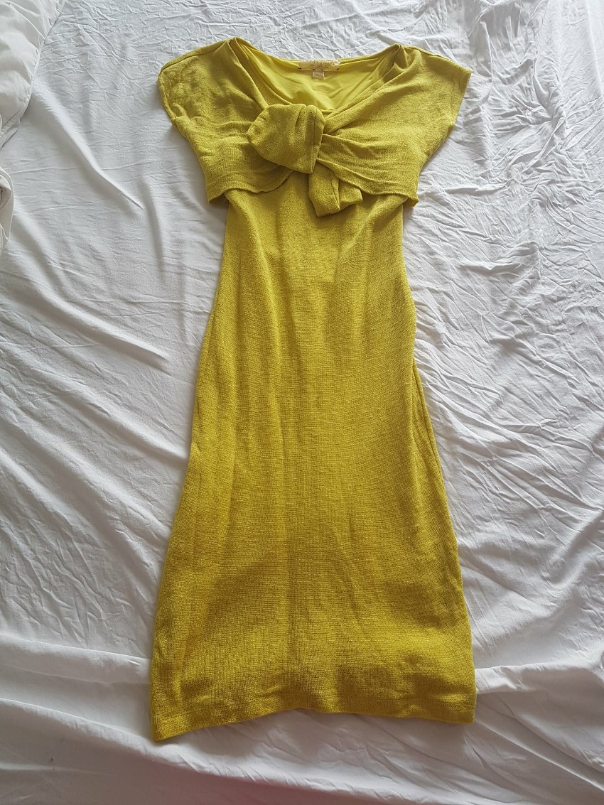 Preowned Giambattista Valli yellow dress 8 Size XS wool