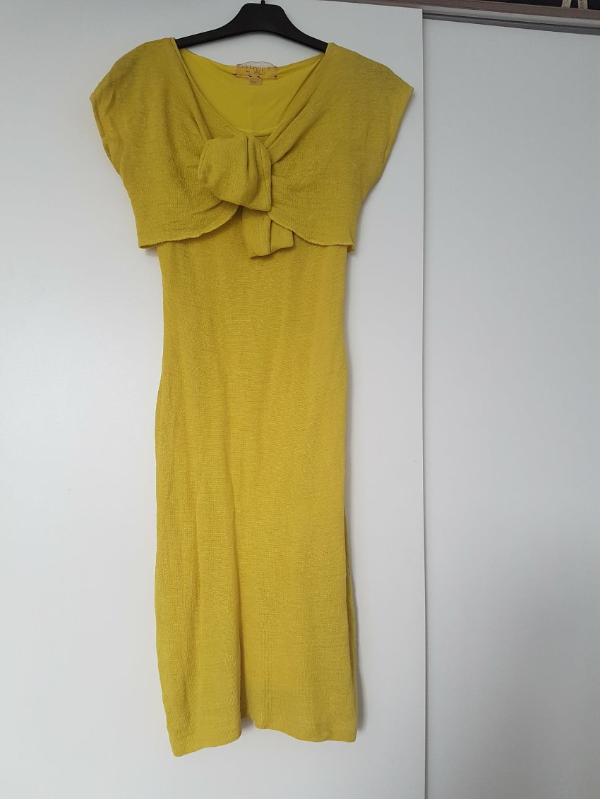 Preowned Giambattista Valli yellow dress 8 Size XS wool