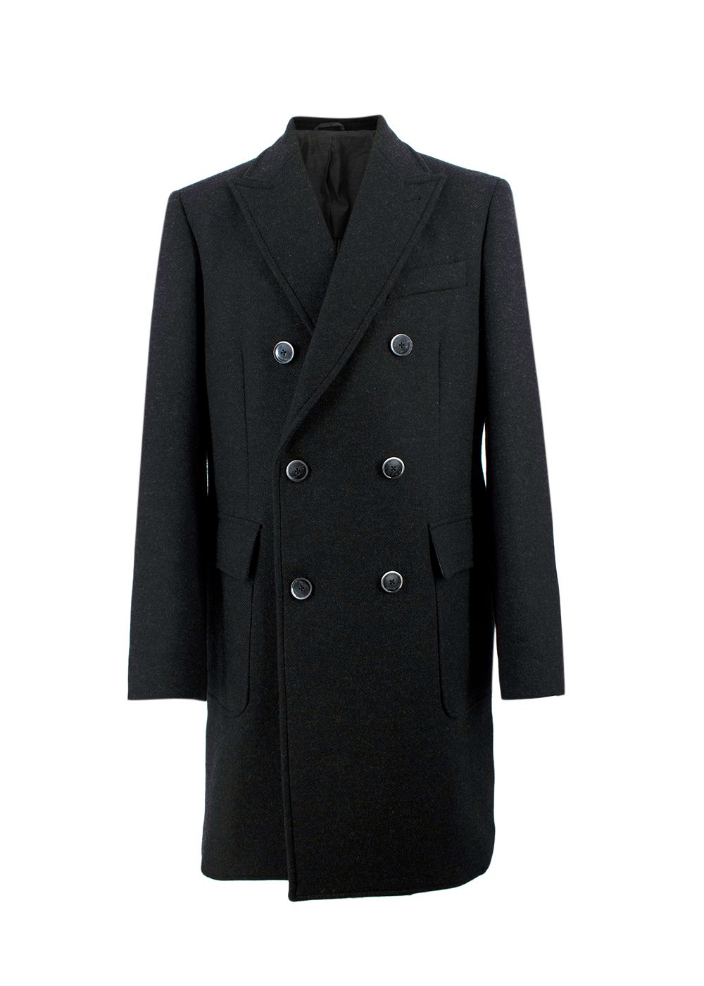 Men's Hackett Charcoal Wool Double Breasted Coat Size L