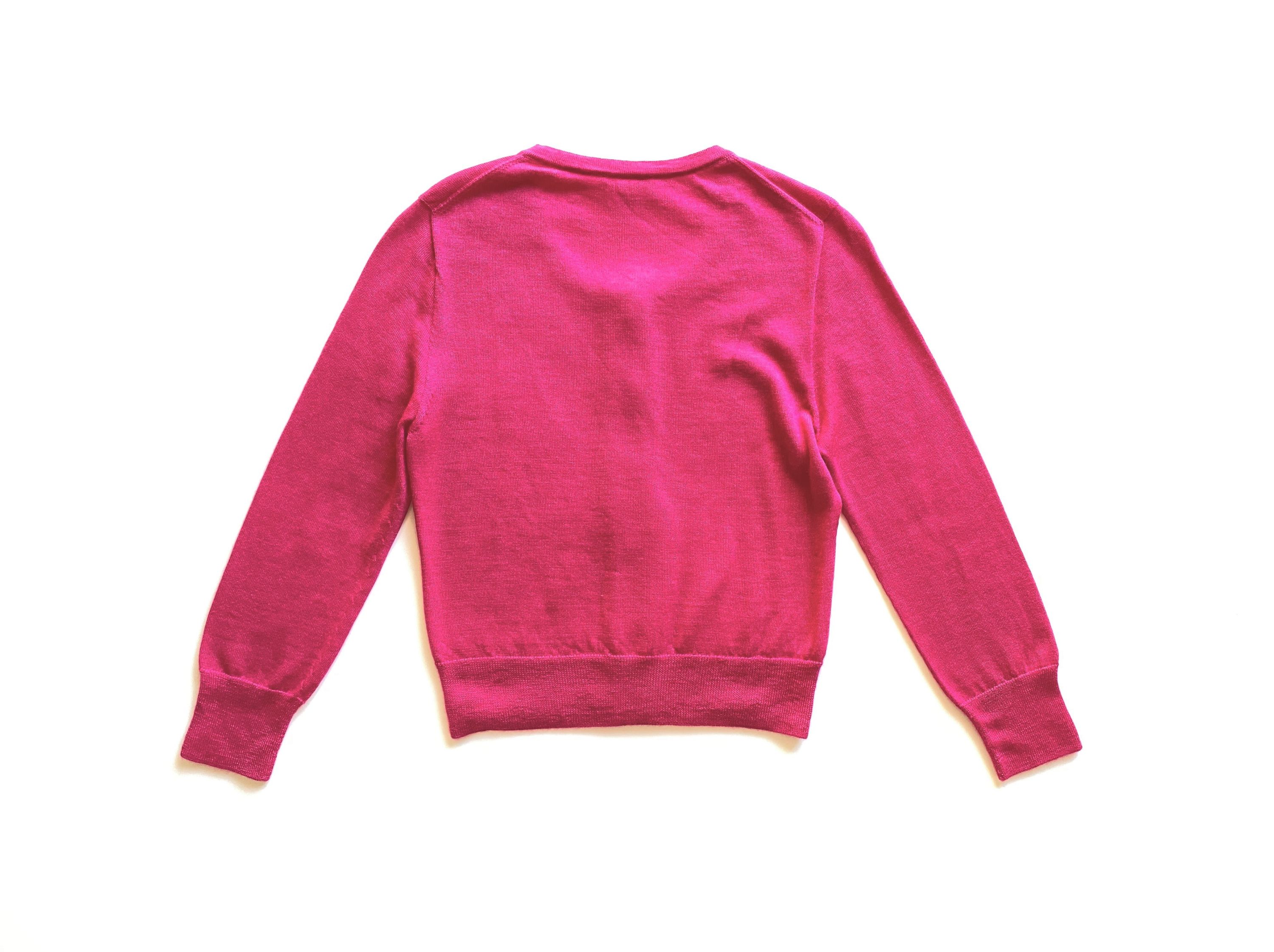 Preowned Oscar de la Renta Pink Silk-Cashmere Cropped Fine Knit Cardigan Size S Fuchsia cashmere