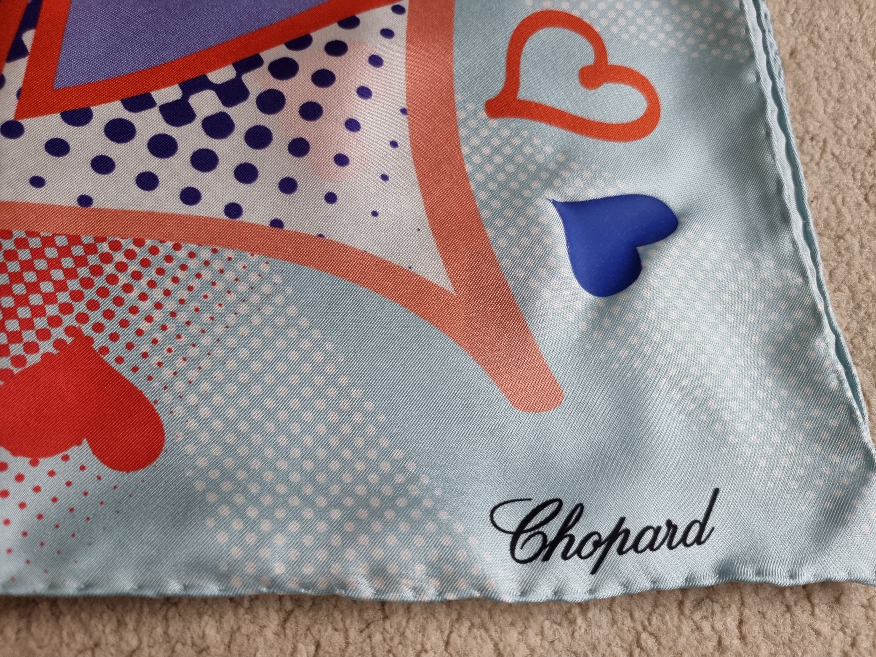 Chopard Etole Love Printed Silk Stole Bleu Char