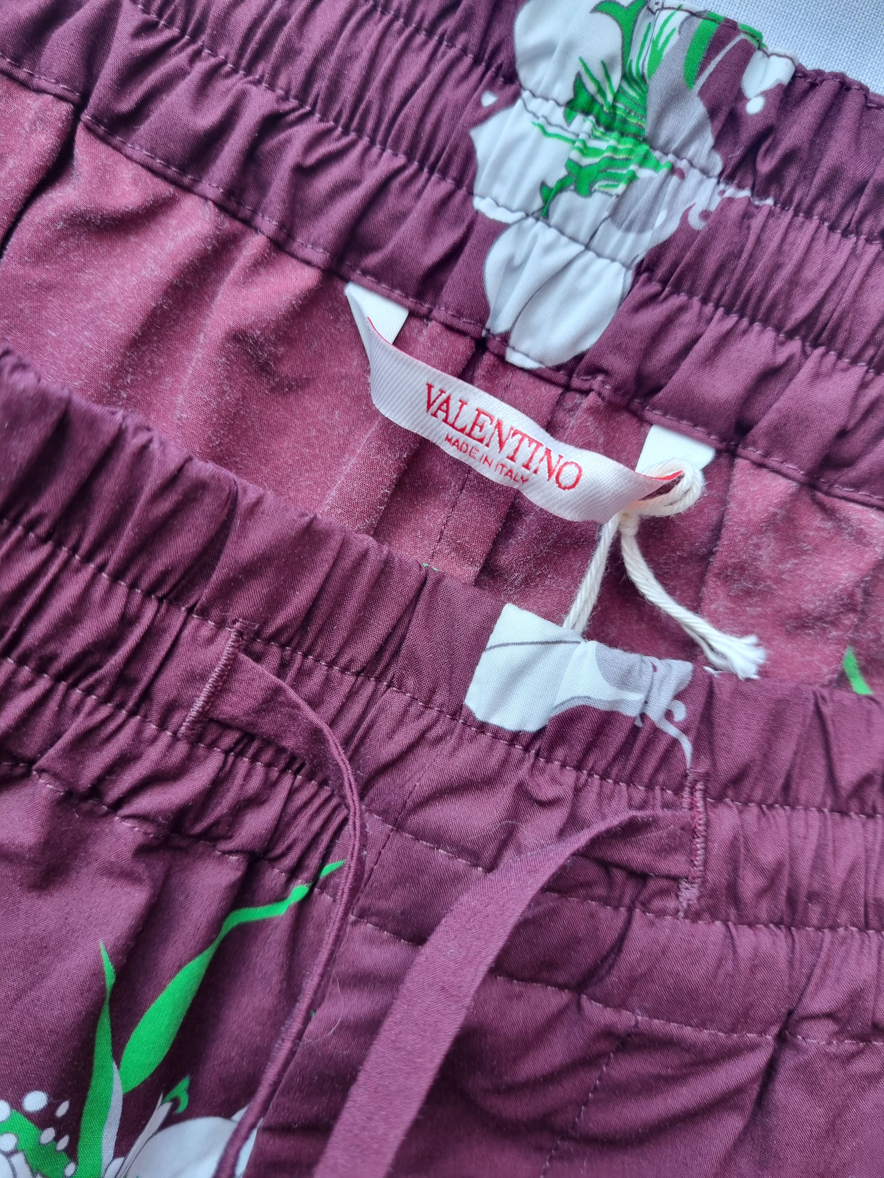 Men's Valentino Burgundy  green floral shorts Size L BORDEAUX cotton