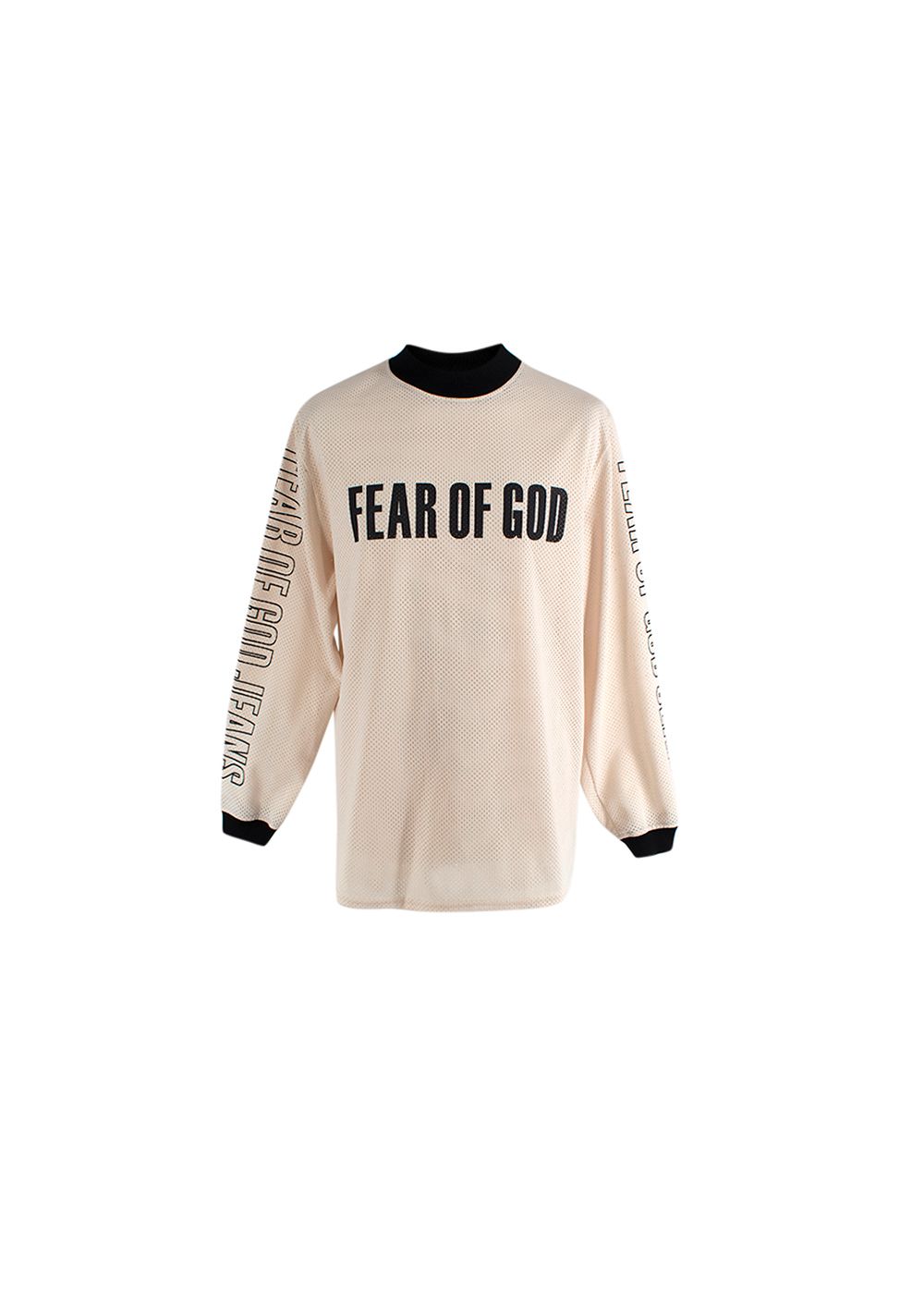 Men's Preowned Fear of God Cream  black Airtex mesh top Size S polyester