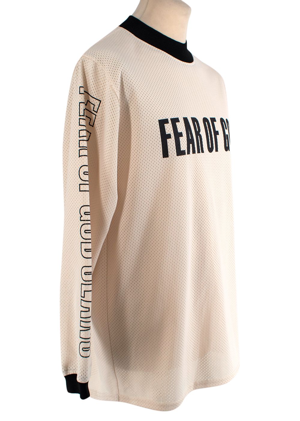 Men's Preowned Fear of God Cream  black Airtex mesh top Size S polyester