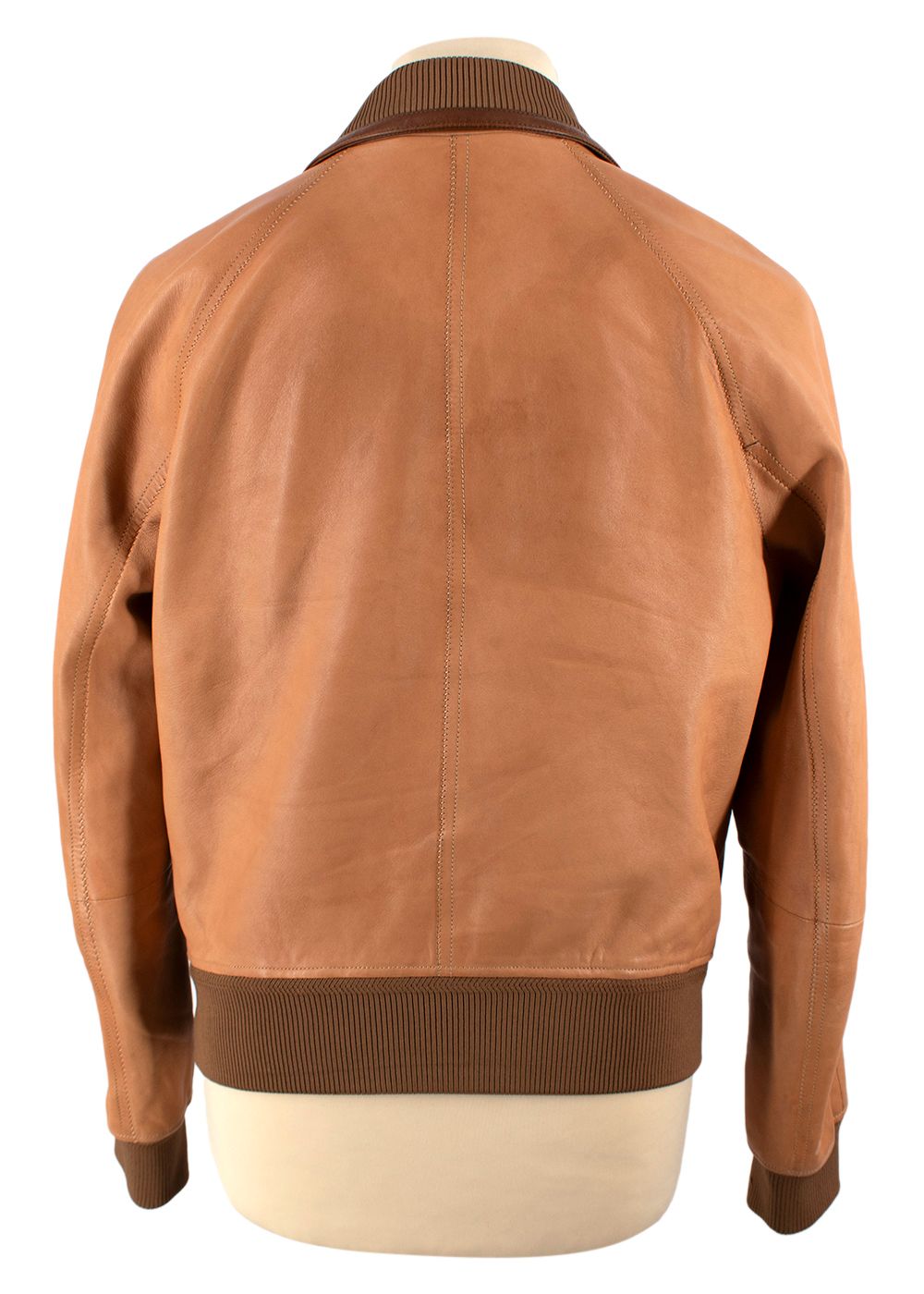 Men's Preowned Tom Ford Tan Worked Leather Bomber Jacket Size M