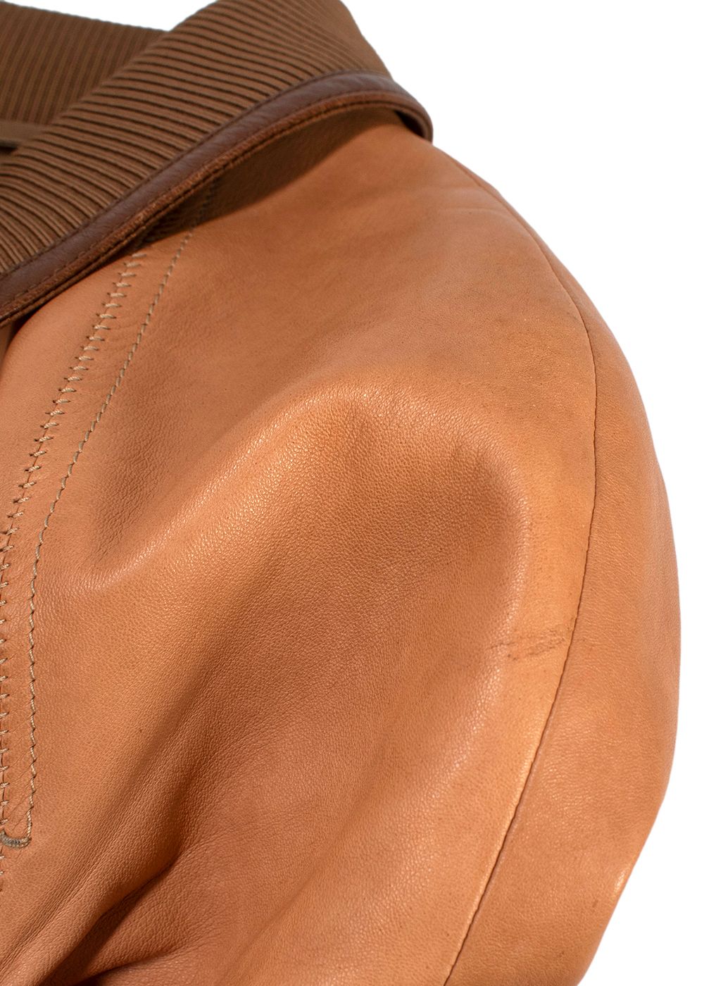 Men's Preowned Tom Ford Tan Worked Leather Bomber Jacket Size M