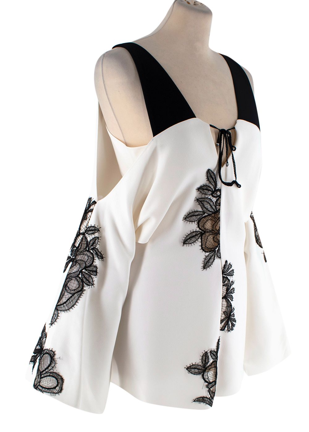 Roland Mouret Black  White Lace Embroidered Top Size XS