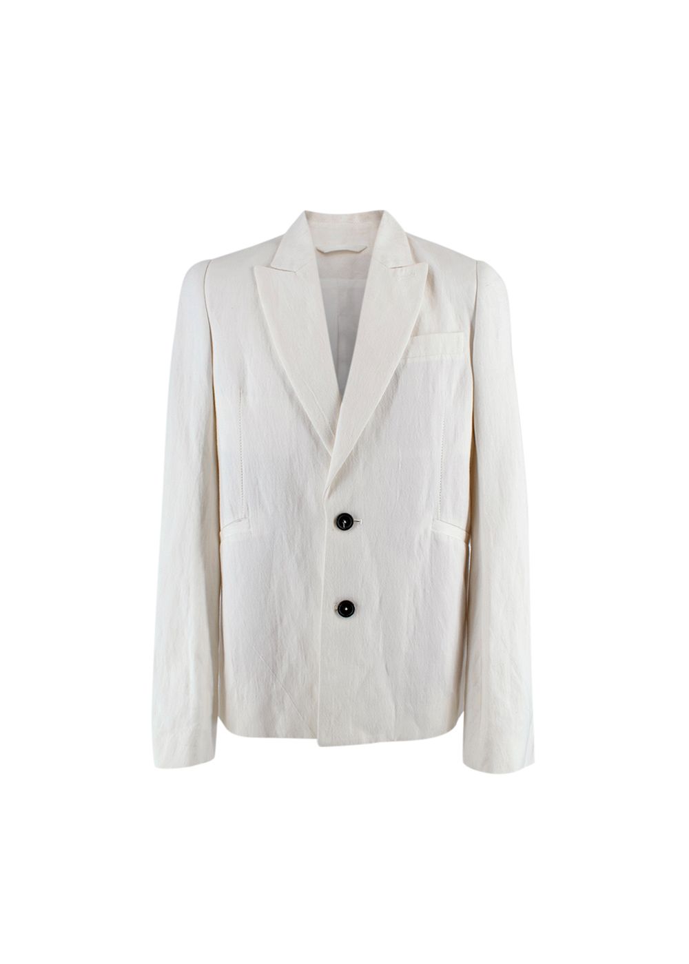 Men's Preowned Ann Demeulemeester Cream Linen Single Breasted Blazer Size XS ramie