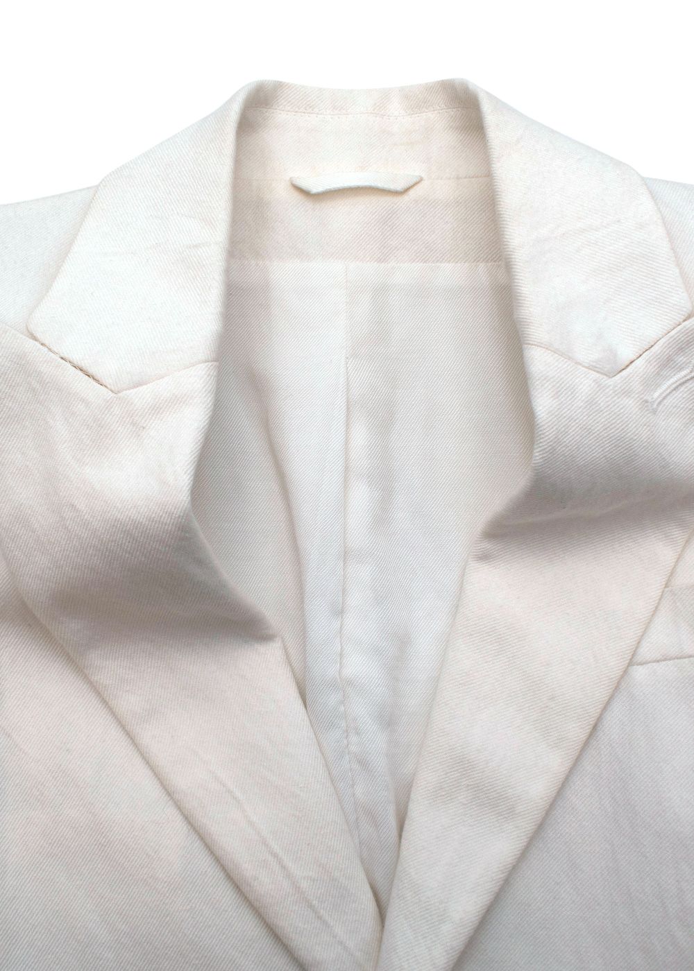 Men's Preowned Ann Demeulemeester Cream Linen Single Breasted Blazer Size XS ramie