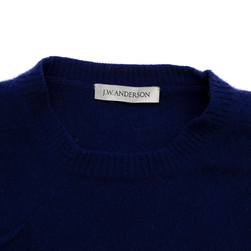 Preowned JW Anderson Navy Cashmere Blend Pockets Knitted Dress Size M Blue