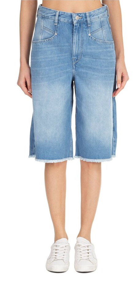 Isabel Marant 'Natalina' Frayed Long Denim Shorts Size XS blue