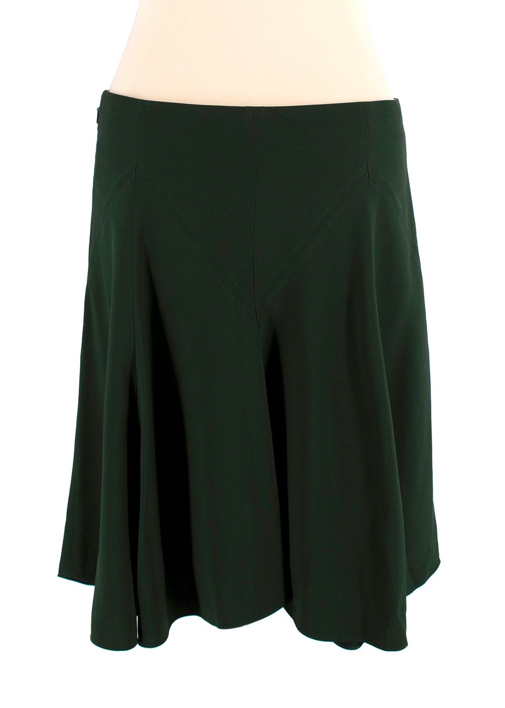 Chloe Forest Green Pleated Skirt Size S acetate/viscose