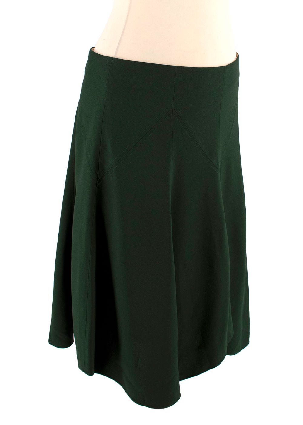 Chloe Forest Green Pleated Skirt Size S acetate/viscose