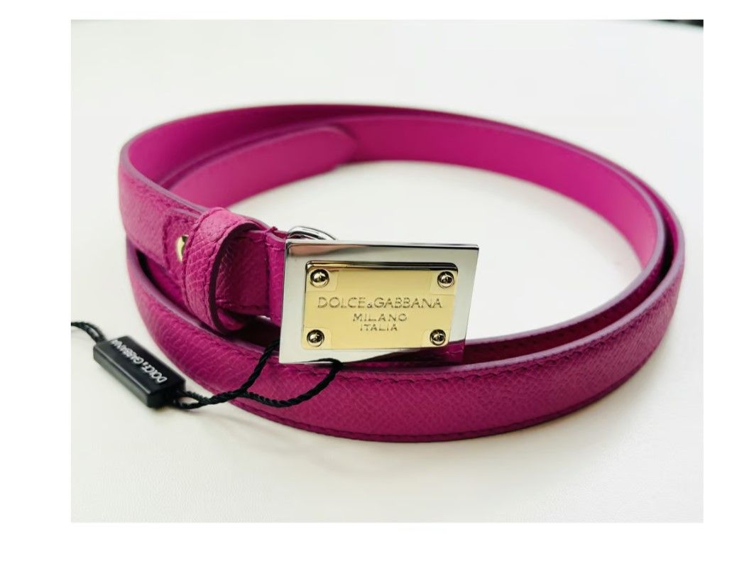 Dolce  Gabbana Pink Leather Belt - Size 85 Size M