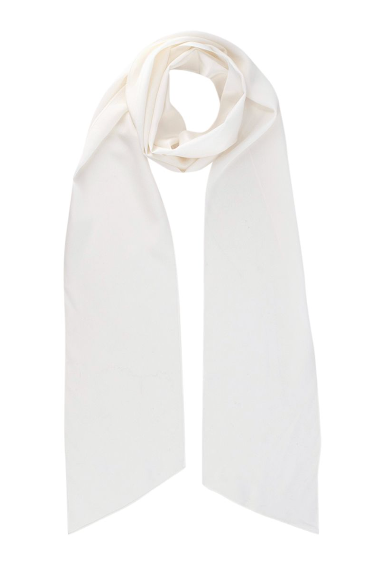 Chanel White Silk Thin Scarf