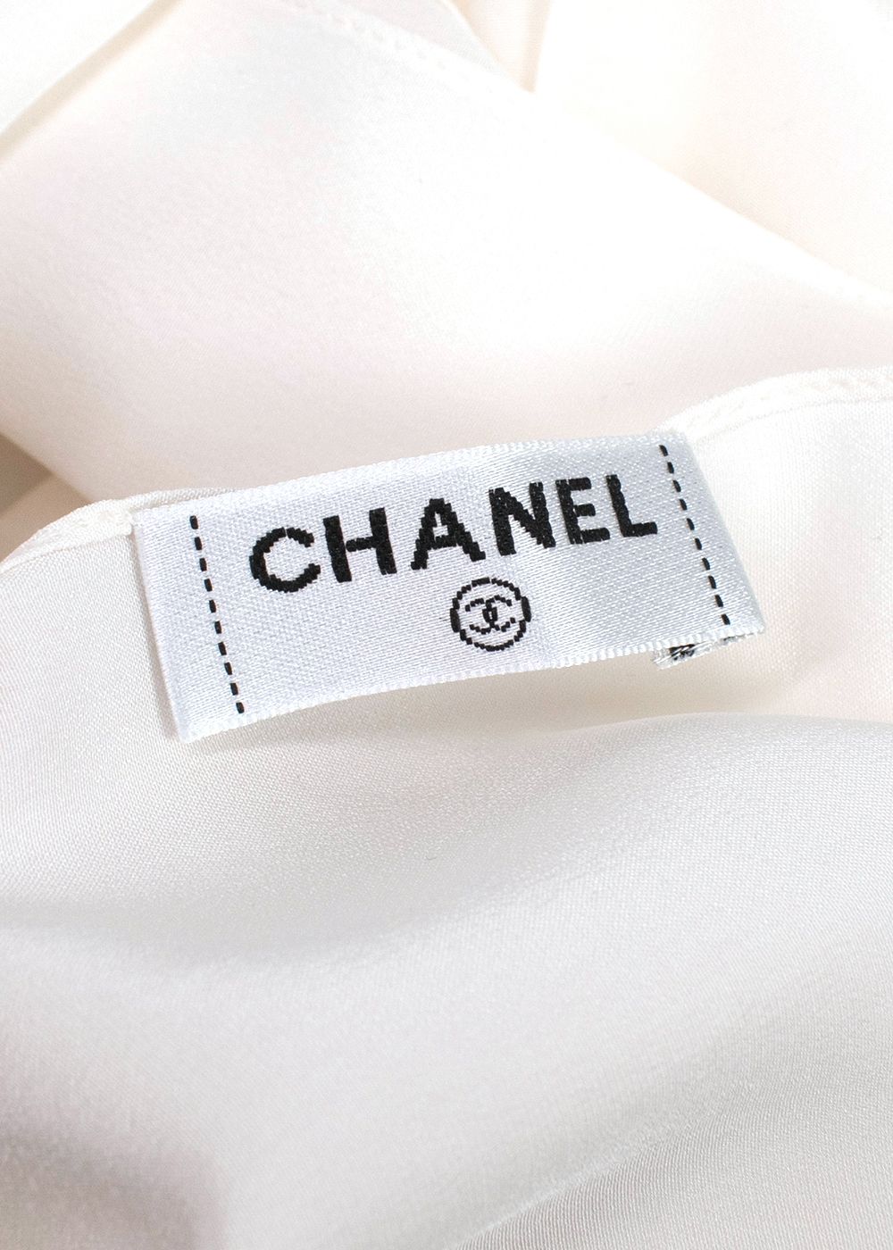 Chanel White Silk Thin Scarf