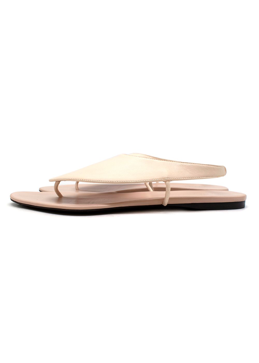 Preowned Ravello Cream Leather Flat Thong Sandals Size 395 Creme