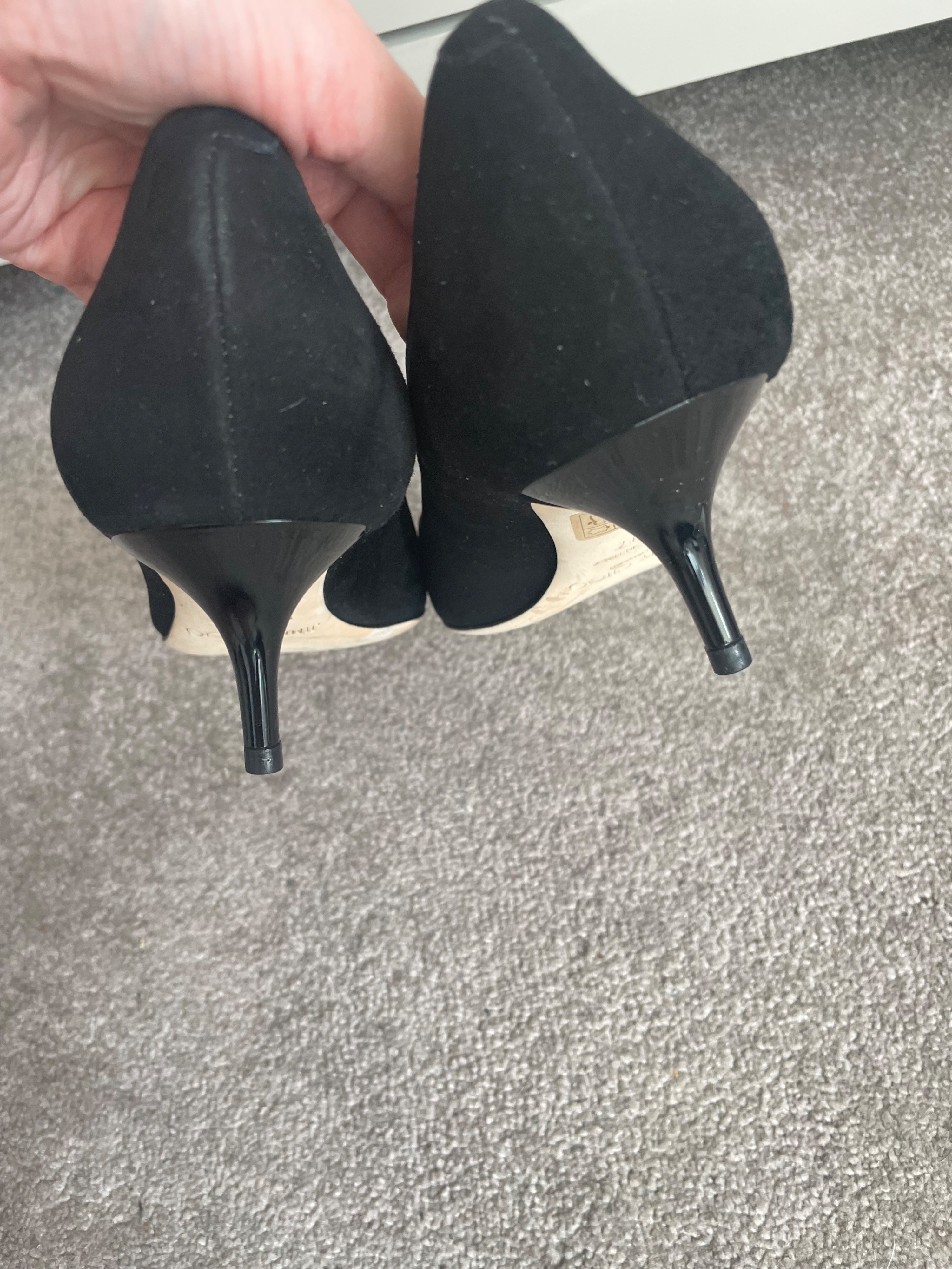 Preowned Jimmy Choo Black Suede Pointed Toe Kitten Heels Size 37