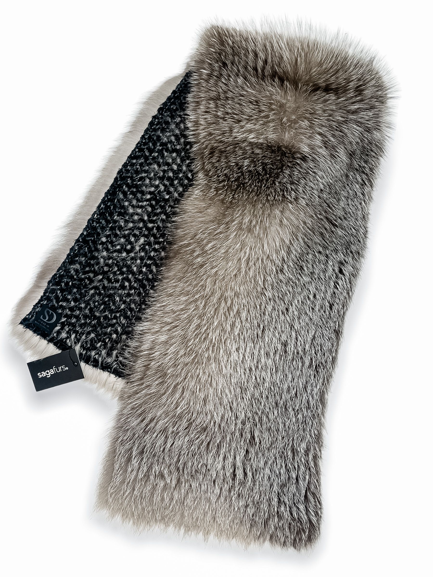 FurbySD grey-brown fox fur stole Brown, White, Black